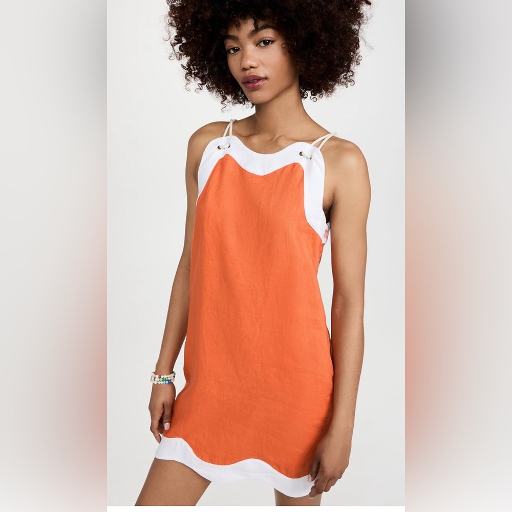 STAUD Renata Linen Mini Dress - orange